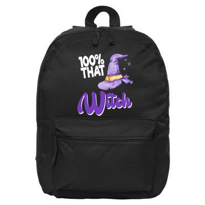 100% That Witch Funny Halloween 16 in Basic Backpack