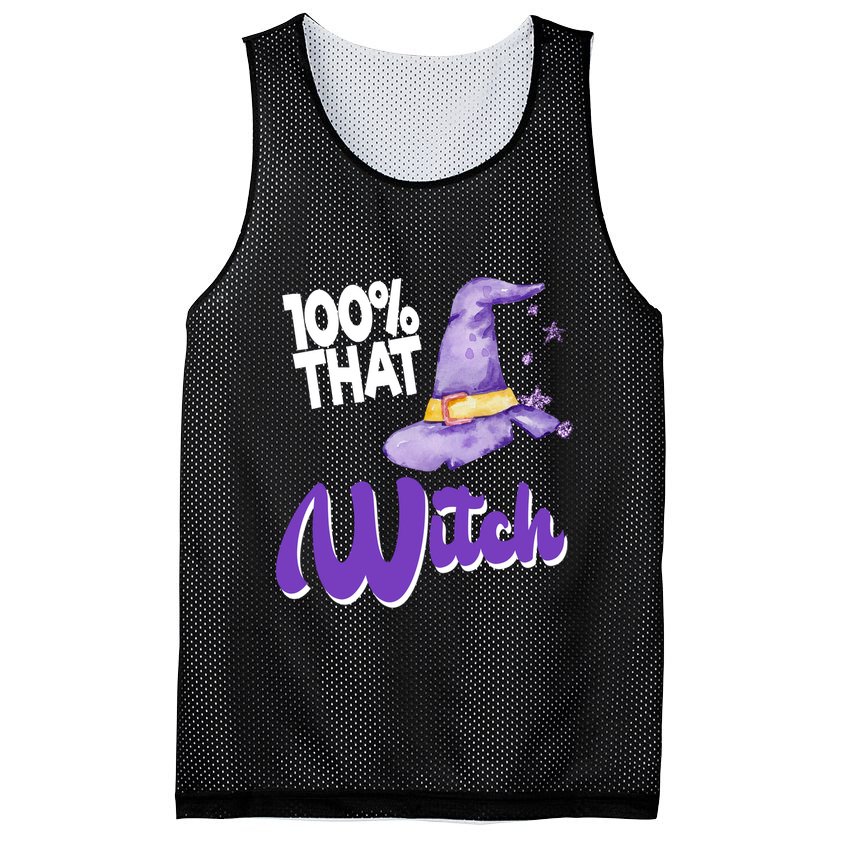 100% That Witch Funny Halloween Mesh Reversible Basketball Jersey Tank