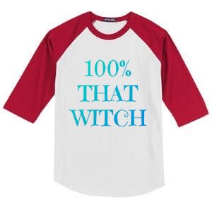 100% That Witch Funny Halloween Gift Kids Colorblock Raglan Jersey