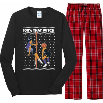 100% That Witch Funny Twerking Halloween Witches Funny Gift Long Sleeve Pajama Set