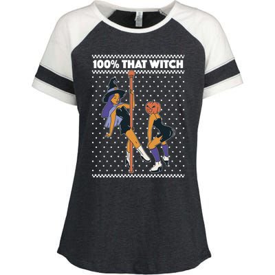 100% That Witch Funny Twerking Halloween Witches Funny Gift Enza Ladies Jersey Colorblock Tee