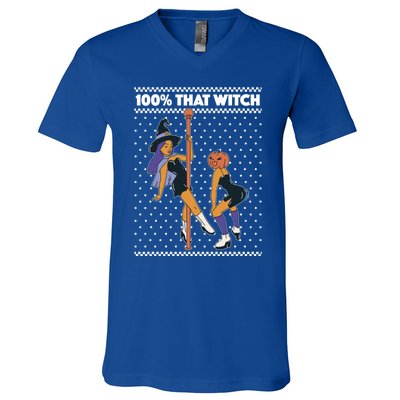 100% That Witch Funny Twerking Halloween Witches Funny Gift V-Neck T-Shirt