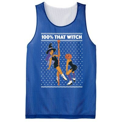 100% That Witch Funny Twerking Halloween Witches Funny Gift Mesh Reversible Basketball Jersey Tank