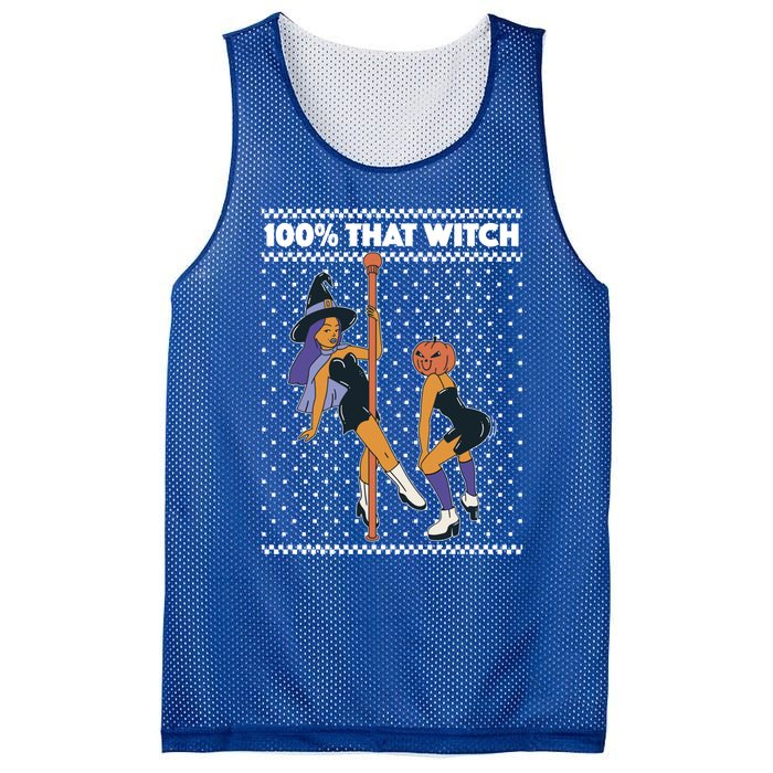 100% That Witch Funny Twerking Halloween Witches Funny Gift Mesh Reversible Basketball Jersey Tank