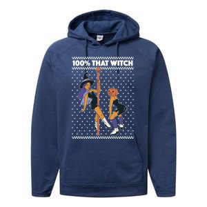 100% That Witch Funny Twerking Halloween Witches Funny Gift Performance Fleece Hoodie