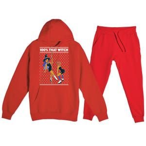 100% That Witch Funny Twerking Halloween Witches Funny Gift Premium Hooded Sweatsuit Set