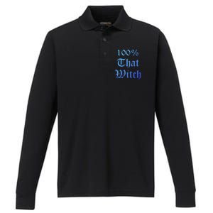 100% That Witch Gift Performance Long Sleeve Polo