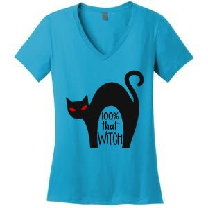 100% That Witch Cool Gift Women's V-Neck T-Shirt