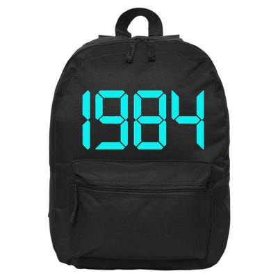 1984 The Year 1984 1980s 80s Number 1984 On A Led Lcd 16 in Basic Backpack