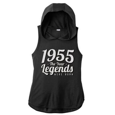 1955 The Year Legends Were Born Ladies PosiCharge Tri-Blend Wicking Draft Hoodie Tank