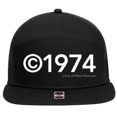 1974 U.S.A. All Rights Reserved. Birthday Year 7 Panel Mesh Trucker Snapback Hat