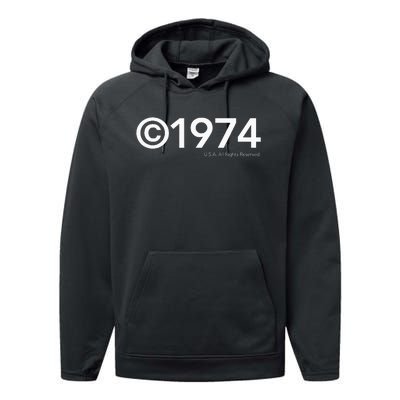 1974 U.S.A. All Rights Reserved. Birthday Year Performance Fleece Hoodie