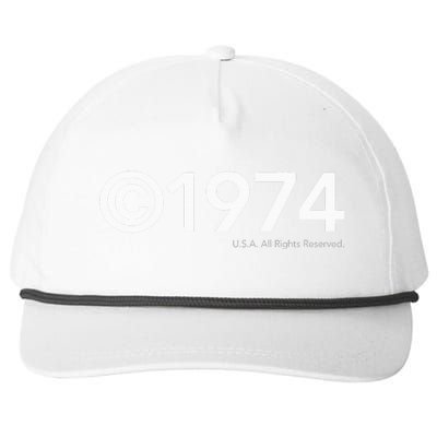 1974 U.S.A. All Rights Reserved. Birthday Year Snapback Five-Panel Rope Hat