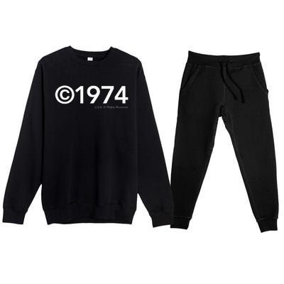 1974 U.S.A. All Rights Reserved. Birthday Year Premium Crewneck Sweatsuit Set