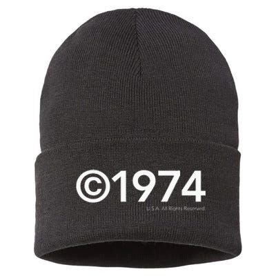 1974 U.S.A. All Rights Reserved. Birthday Year Sustainable Knit Beanie