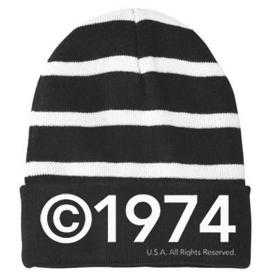 1974 U.S.A. All Rights Reserved. Birthday Year Striped Beanie with Solid Band