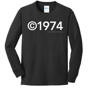 1974 U.S.A. All Rights Reserved. Birthday Year Kids Long Sleeve Shirt