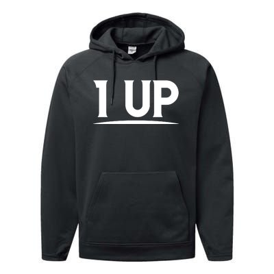 1 UP Funny Fathers Day T Performance Fleece Hoodie