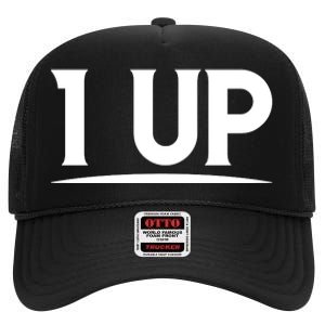 1 UP Funny Fathers Day T High Crown Mesh Back Trucker Hat