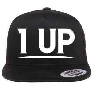 1 UP Funny Fathers Day T Flat Bill Trucker Hat