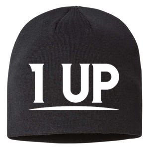 1 UP Funny Fathers Day T Sustainable Beanie