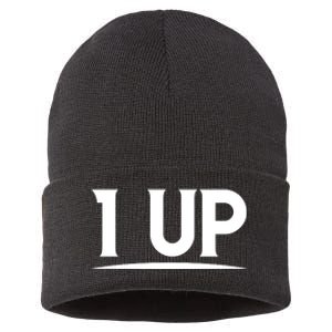 1 UP Funny Fathers Day T Sustainable Knit Beanie