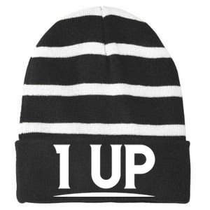 1 UP Funny Fathers Day T Striped Beanie with Solid Band