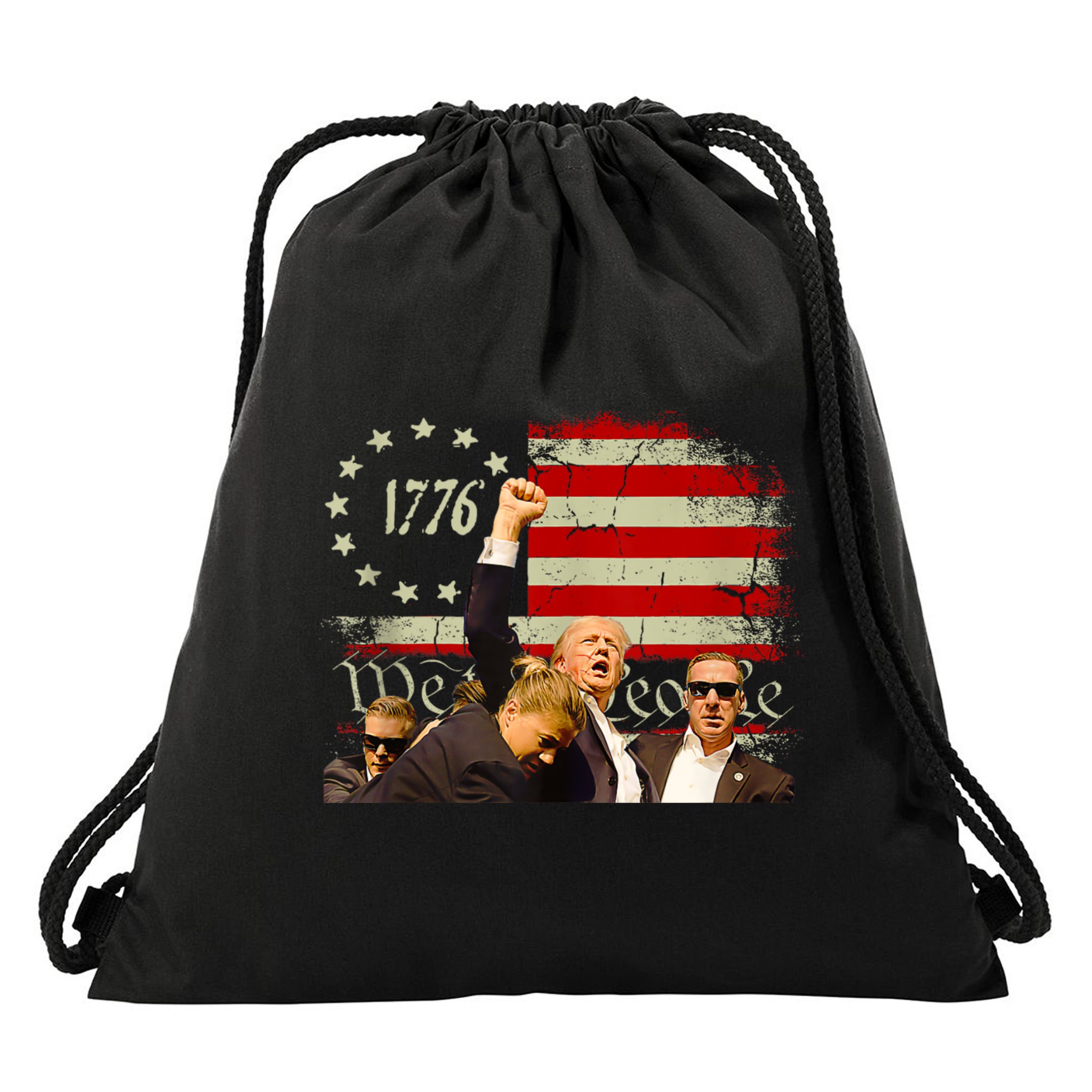 1776 Usa Flag Donald Trump 2024 Usa Election Voting Drawstring Bag