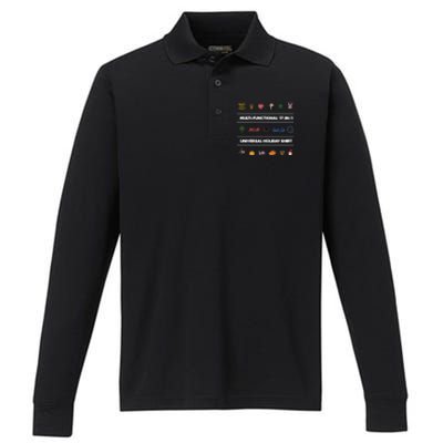 17giftingift1 Universal Holiday Pixel Art Gift Performance Long Sleeve Polo