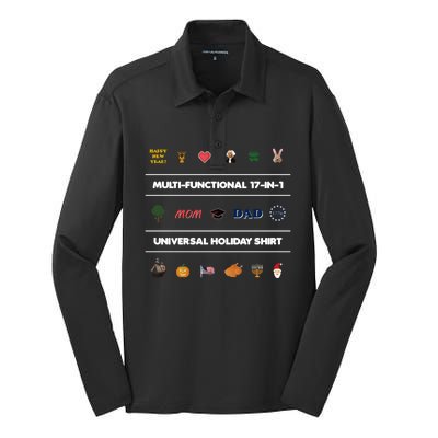 17giftingift1 Universal Holiday Pixel Art Gift Silk Touch Performance Long Sleeve Polo