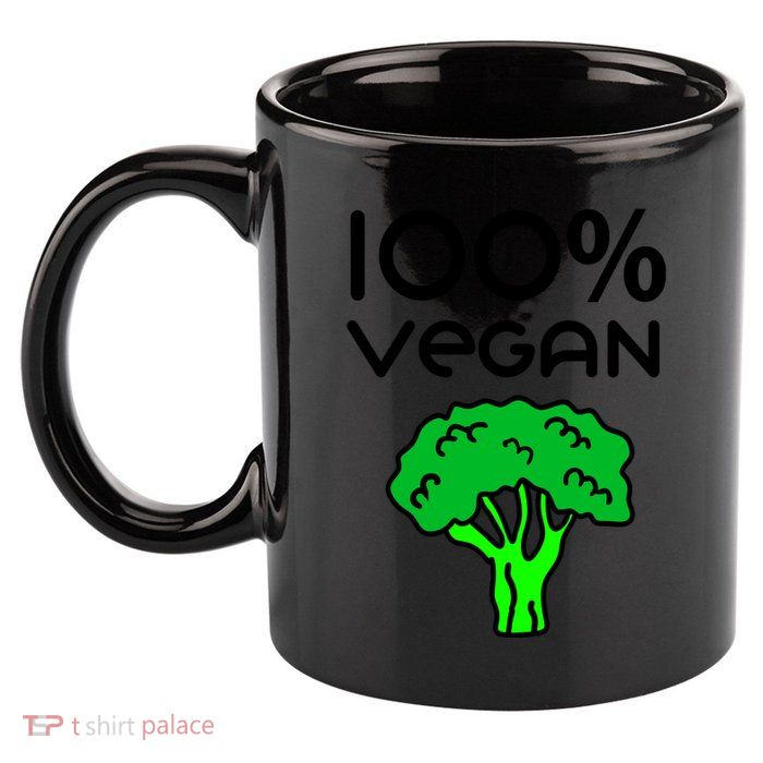 100 % Vegan 11oz C Handle Ceramic Mug