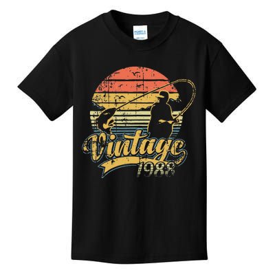 1988 Vintage 30th Birthday Lucky Fishing Gift Kids T-Shirt