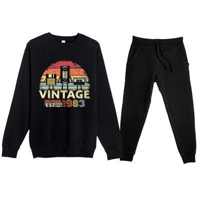 1983 Vintage Birthday Gift Funny Music Tech Humor Premium Crewneck Sweatsuit Set