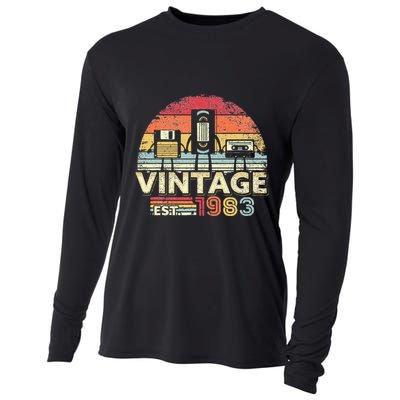 1983 Vintage Birthday Gift Funny Music Tech Humor Cooling Performance Long Sleeve Crew