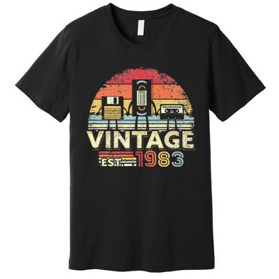 1983 Vintage Birthday Gift Funny Music Tech Humor Premium T-Shirt