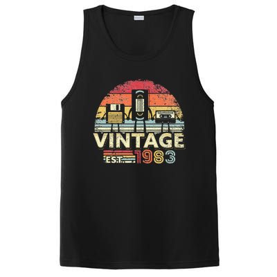 1983 Vintage Birthday Gift Funny Music Tech Humor PosiCharge Competitor Tank