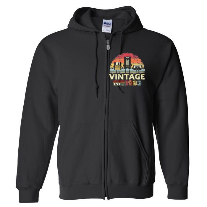 1983 Vintage Birthday Gift Funny Music Tech Humor Full Zip Hoodie