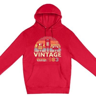 1983 Vintage Birthday Gift Funny Music Tech Humor Premium Pullover Hoodie