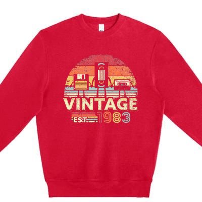 1983 Vintage Birthday Gift Funny Music Tech Humor Premium Crewneck Sweatshirt