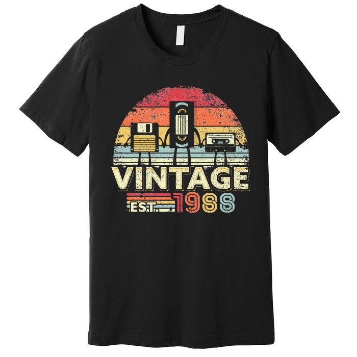 1988 Vintage Birthday Gift Funny Music Tech Humor Premium T-Shirt