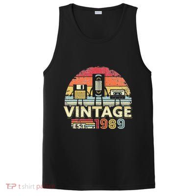 1989. Vintage Birthday Gift, Funny Music, Tech Humor PosiCharge Competitor Tank