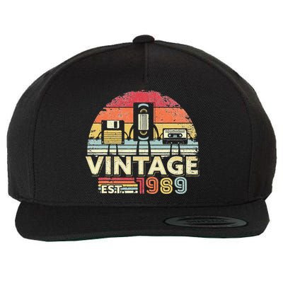 1989. Vintage Birthday Gift, Funny Music, Tech Humor Wool Snapback Cap