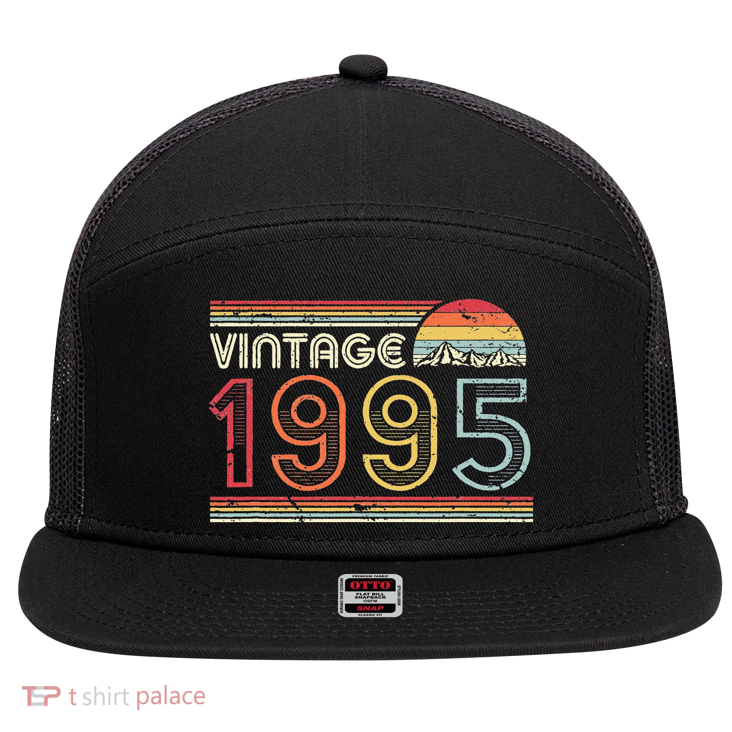 1995 Vintage, Birthday Gift. Retro Style 7 Panel Mesh Trucker Snapback Hat