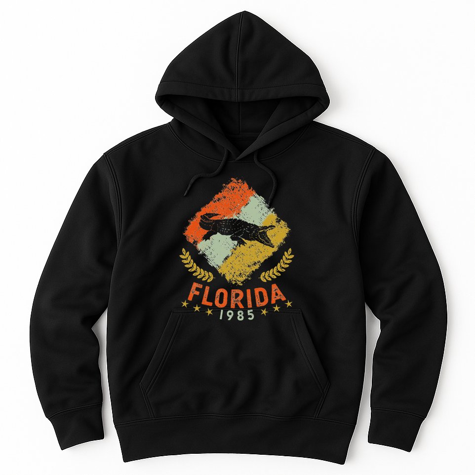 1985 Vintage Birthday Gift Florida Retro Alligator Hoodie