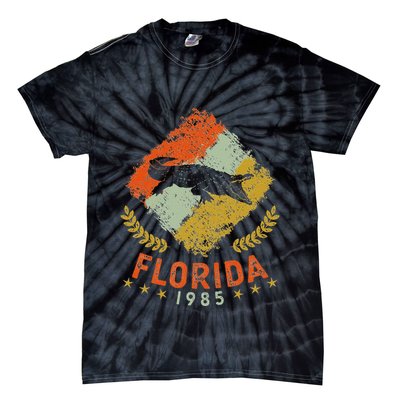 1985 Vintage Birthday Gift Florida Retro Alligator Tie-Dye T-Shirt