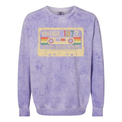 1972 Vintage Cassette Tape 50th Birthday Colorblast Crewneck Sweatshirt