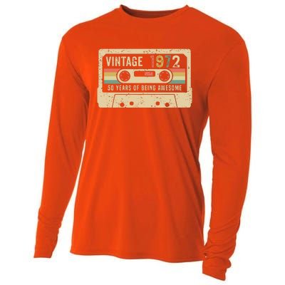 1972 Vintage Cassette Tape 50th Birthday Cooling Performance Long Sleeve Crew