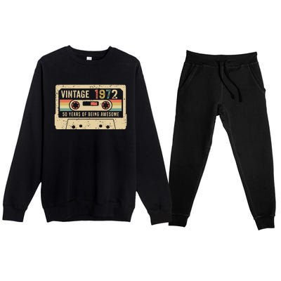 1972 Vintage Cassette Tape 50th Birthday Premium Crewneck Sweatsuit Set