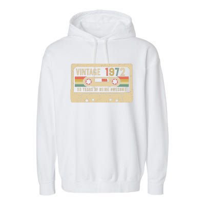 1972 Vintage Cassette Tape 50th Birthday Garment-Dyed Fleece Hoodie