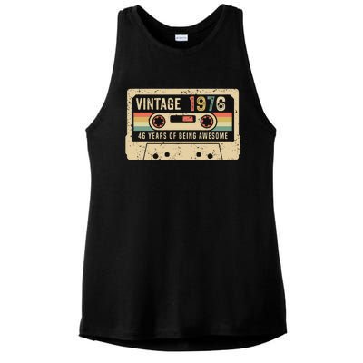 1976 Vintage Cassette Tape 46th Birthday Ladies PosiCharge Tri-Blend Wicking Tank